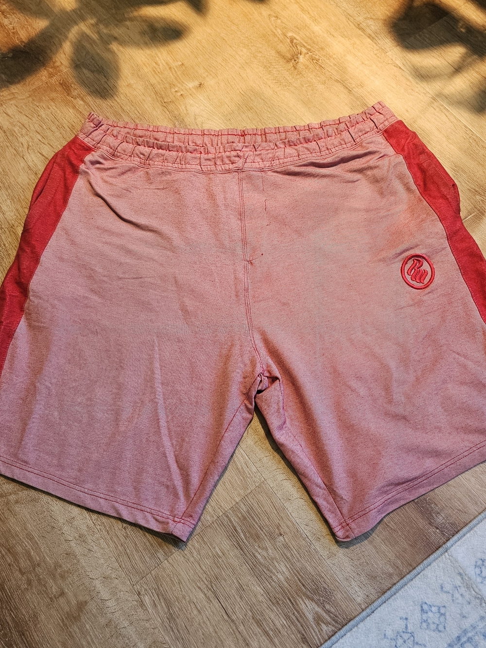 Rocawear Men's Athletic Shorts in Pink with Red Side Panels